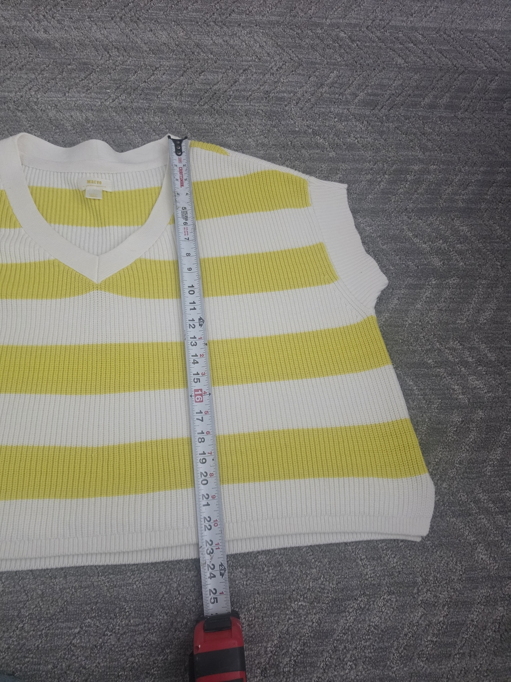 Anthropologie Yellow & Cream Striped V-Neck Sweater Vest - Picture 10 of 11
